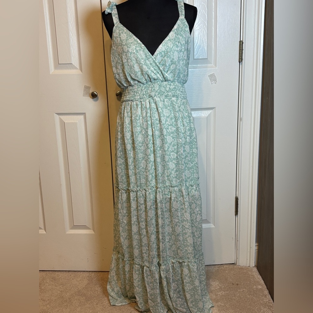 Crystal Doll Floral Metallic Dress